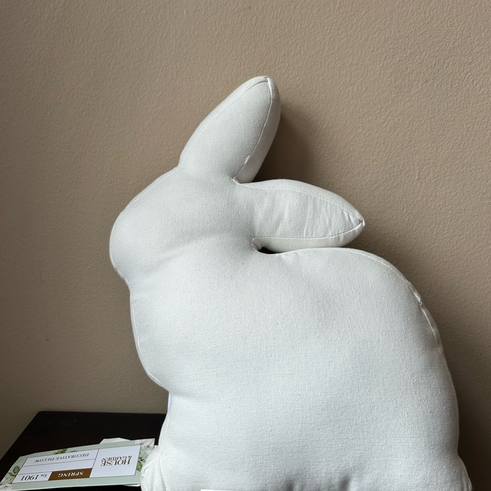 House & Garden Beaded Easter Bunny Rabbit Shaped Pillow 15”x10” Floral New - Picture 3 of 3